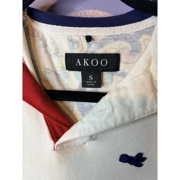 AKOO Mens Polo‎ Shirt Size S Colorful Preppy Embroidered Unique Multocolor - Picture 3 of 9